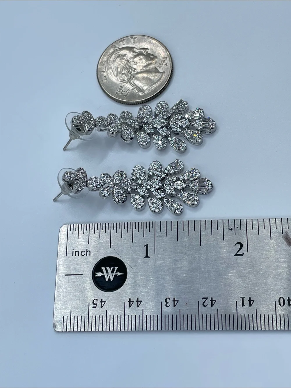 Swarovski Crystal Elements White Crystal Floral Dangle Statement Earrings Formal
